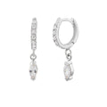 Huggie-Creolen aus Sterlingsilber mit Marquise-Charm aus Zirkonia, 12 mm