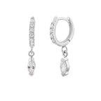 Huggie-Creolen aus Sterlingsilber mit Marquise-Charm aus Zirkonia, 12 mm