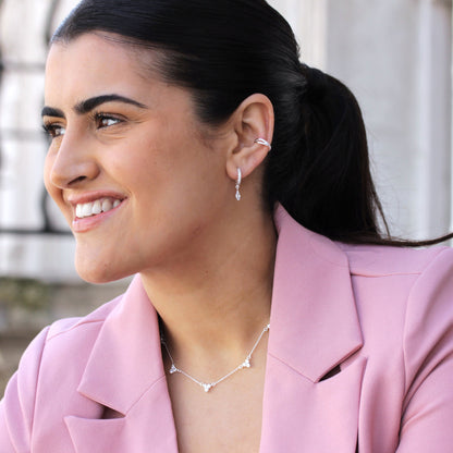 Sterlingsilber CZ Marquise Schliff Anhänger 12mm Klappcreolen Ohrringe