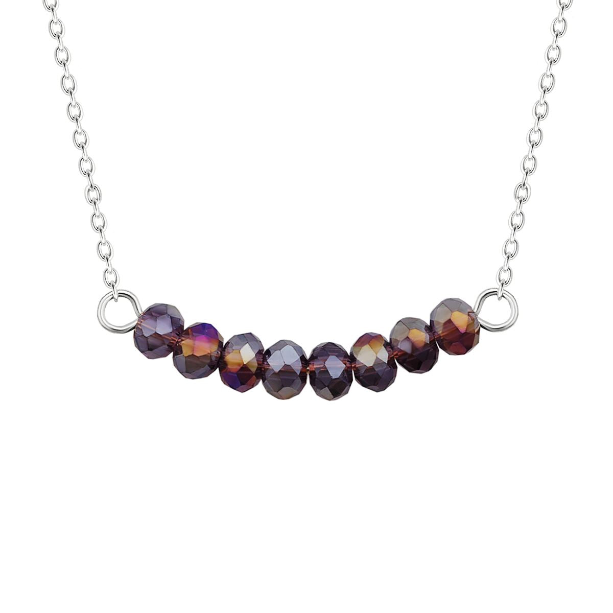 Verstellbare Halskette aus Sterlingsilber mit CZ-Amethystperle, 40 cm