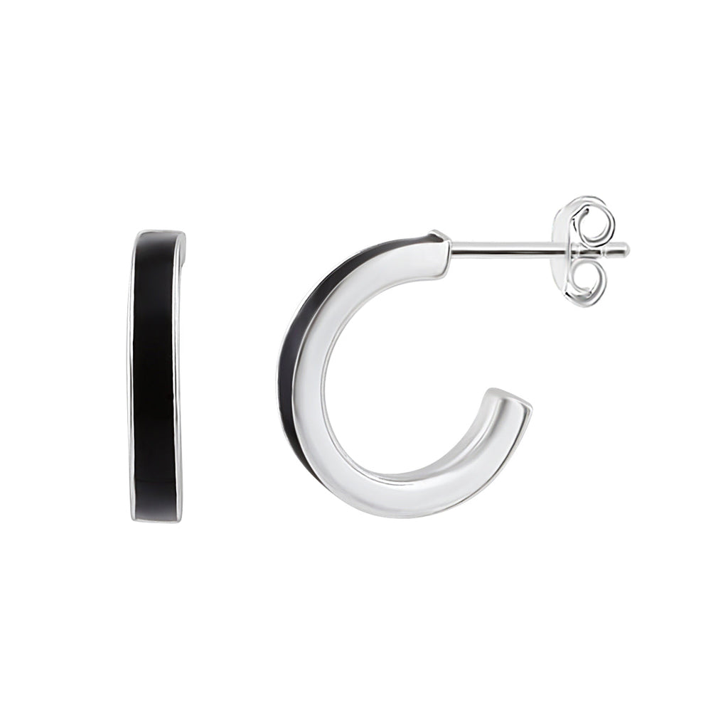 Sterlingsilber Schwarz 13 mm Creolen Ohrstecker