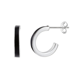 Sterlingsilber Schwarz 13 mm Creolen Ohrstecker