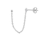 Einfach Sterlingsilber Kugel CZ Kette Doppel Ohrstecker
