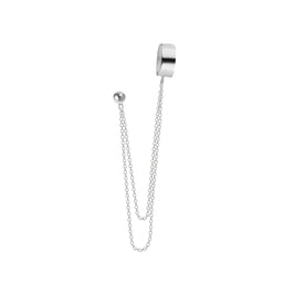 Sterlingsilber Doppel Kette Manschetten 4 mm Kugel Ohrstecker