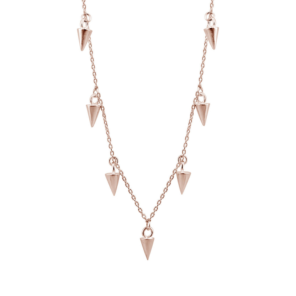 Rosévergoldetes Sterlingsilber Multi Spike 16 Zoll Halskette