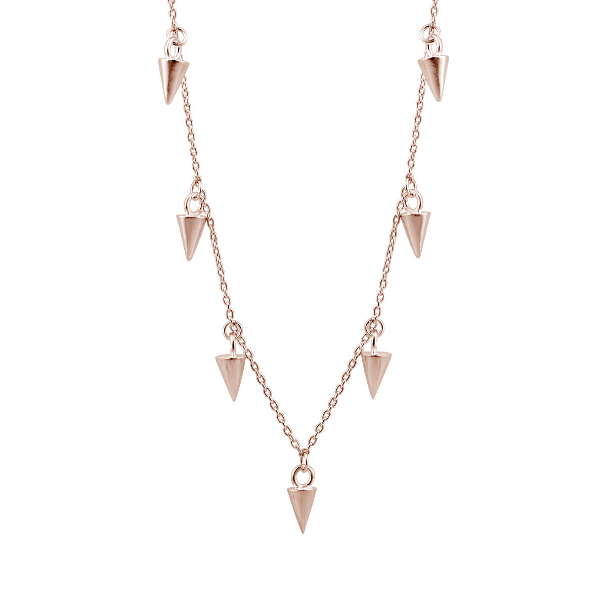Rosévergoldetes Sterlingsilber Multi Spike 16 Zoll Halskette