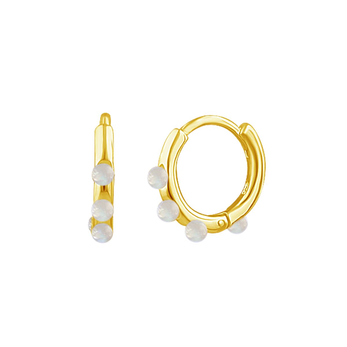 Gold Plated Sterling Silver Moonstone 12mm Huggie Hoop Earrings