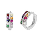Sterlingsilber Regenbogen CZ Krallen Fassung 13 mm Klappcreolen Ohrringe