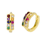 Vergoldet Sterlingsilber Regenbogen CZ 13 mm Klappcreolen Ohrringe