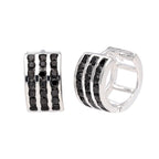 Sterlingsilber Schwarz CZ Dreifach Satz 13 mm Klappcreolen Ohrringe