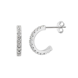 Offene Creolen-Ohrstecker aus Sterlingsilber mit Zirkonia, 10 mm