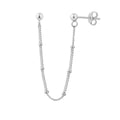 Einzelner Doppel-Ohrstecker aus Sterlingsilber mit Kugeln und Kugelkette