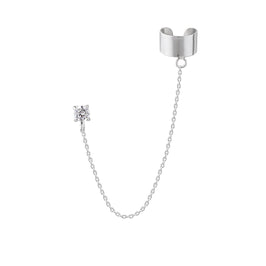 Ohrstecker mit Ear Cuff und Kette aus Sterlingsilber mit Zirkonia