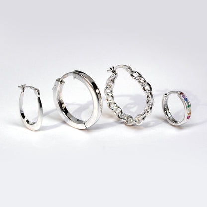 SterlingsilberLang Einfach Schleife 13mm Creolen Ohrring