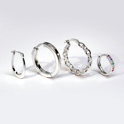 Sterlingsilber Quadratisch Röhre Druckknopf 25mm Creolen Ohrringe