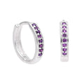 Sterlingsilber Amethyst CZ Pavé Fassung 15 mm Klappcreolen Ohrringe