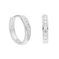 Sterlingsilber Aquamarin CZ Pavé Fassung 15 mm Klappcreolen Ohrringe