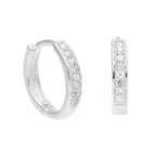 Sterlingsilber Aquamarin CZ Pavé Fassung 15 mm Klappcreolen Ohrringe