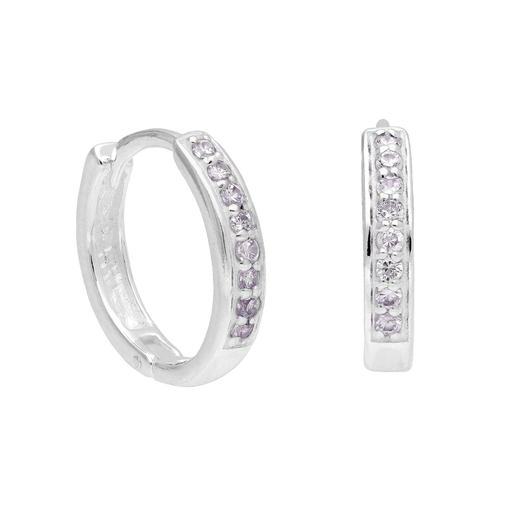Sterlingsilber Alexandrit CZ Pavé Fassung 15 mm Klappcreolen Ohrringe