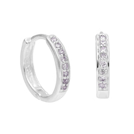 Huggie-Creolen aus Sterlingsilber mit Pavé-Alexandrit-Zirkonia, 15 mm
