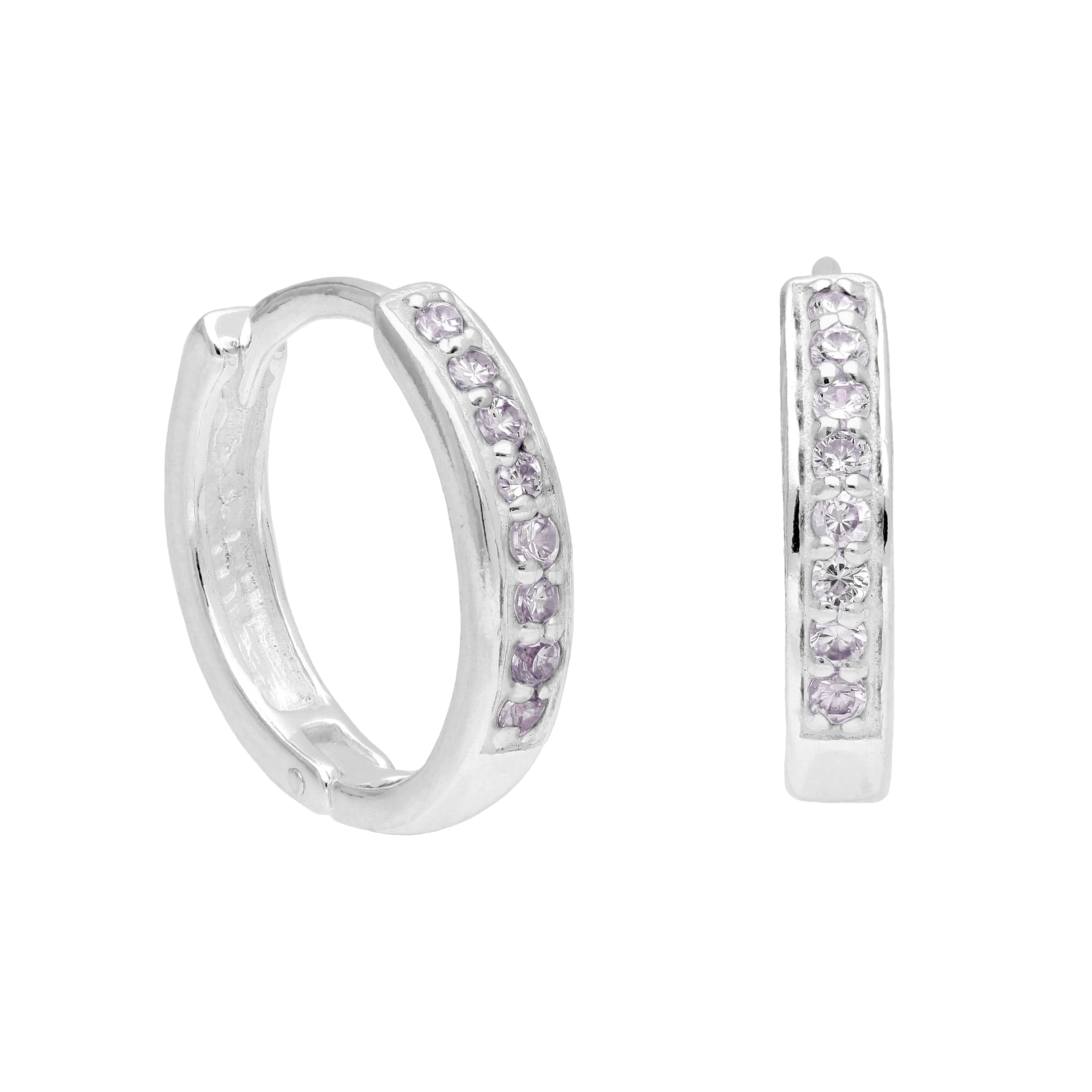 Sterlingsilber Alexandrit CZ Pavé Fassung 15 mm Klappcreolen Ohrringe