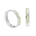 Sterlingsilber Peridot CZ Pavé Fassung 15 mm Klappcreolen Ohrringe