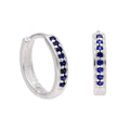 Sterlingsilber Saphir CZ Pavé Fassung 15 mm Klappcreolen Ohrringe