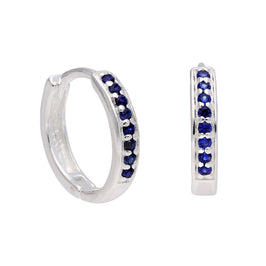Sterlingsilber Saphir CZ Pavé Fassung 15 mm Klappcreolen Ohrringe