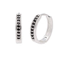 Sterlingsilber Schwarz CZ Pavé Fassung 19 mm Klappcreolen Ohrringe