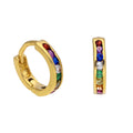 Vergoldet Sterlingsilber Regenbogen CZ 14 mm Klappcreolen Ohrringe