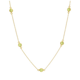 Geburtsstein-Halskette aus vergoldetem Sterlingsilber mit mehreren Peridot-Zirkonia