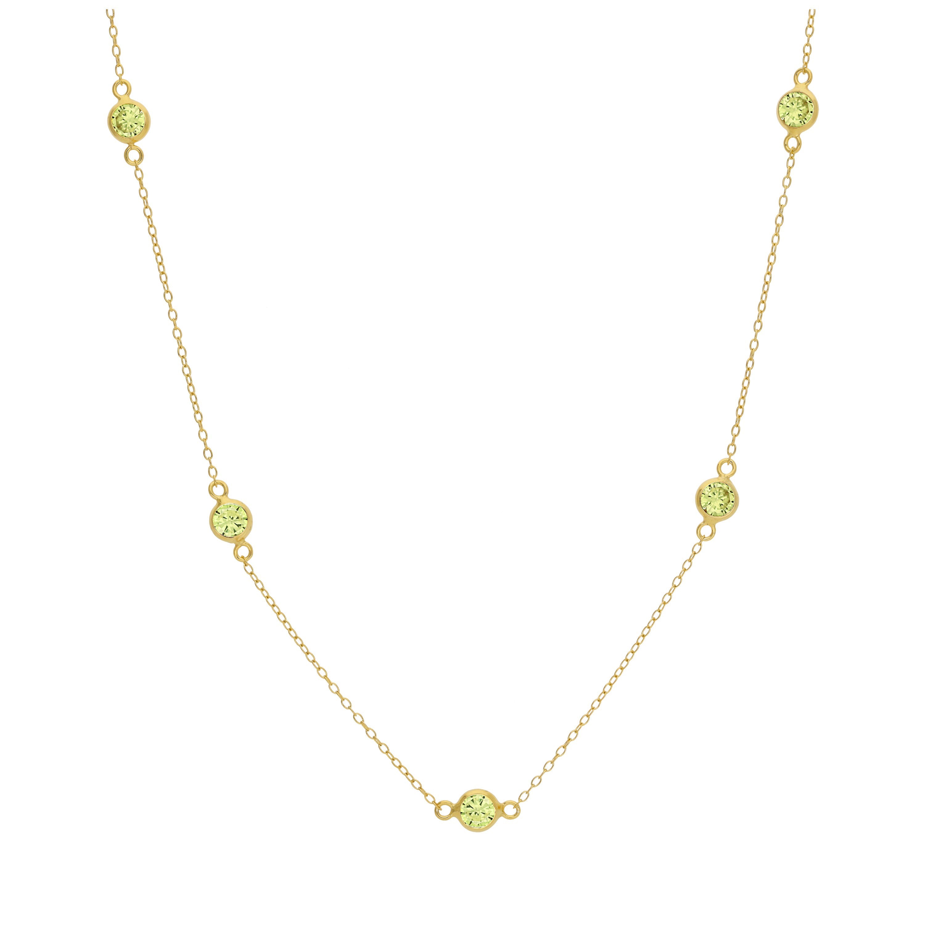Vergoldet Sterlingsilber Mehr Peridot CZ Geburtsstein Halskette
