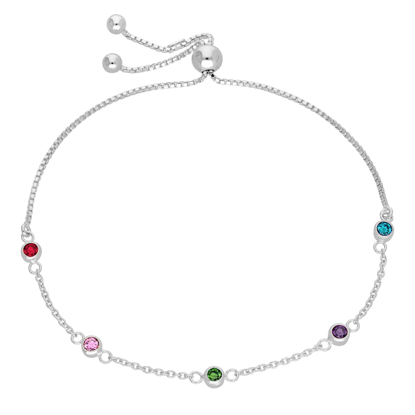 Sterlingsilber Mehr Regenbogen CZ Verstellbar Armband