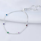 Sterlingsilber Mehr Regenbogen CZ Verstellbar Armband