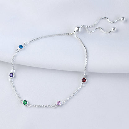 Sterlingsilber Mehr Regenbogen CZ Verstellbar Armband