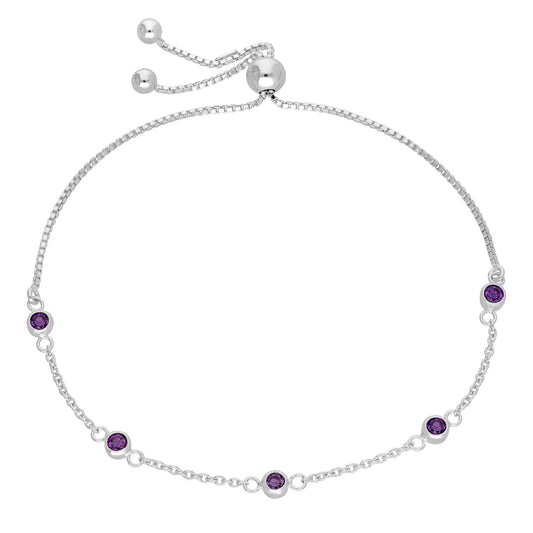 Sterlingsilber Mehr Amethyst CZ Verstellbar Armband