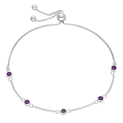 Sterlingsilber Mehr Amethyst CZ Verstellbar Armband