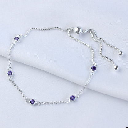 Sterlingsilber Mehr Amethyst CZ Verstellbar Armband