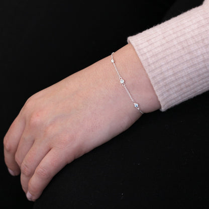 Sterlingsilber Mehr Aquamarin CZ Verstellbar Armband