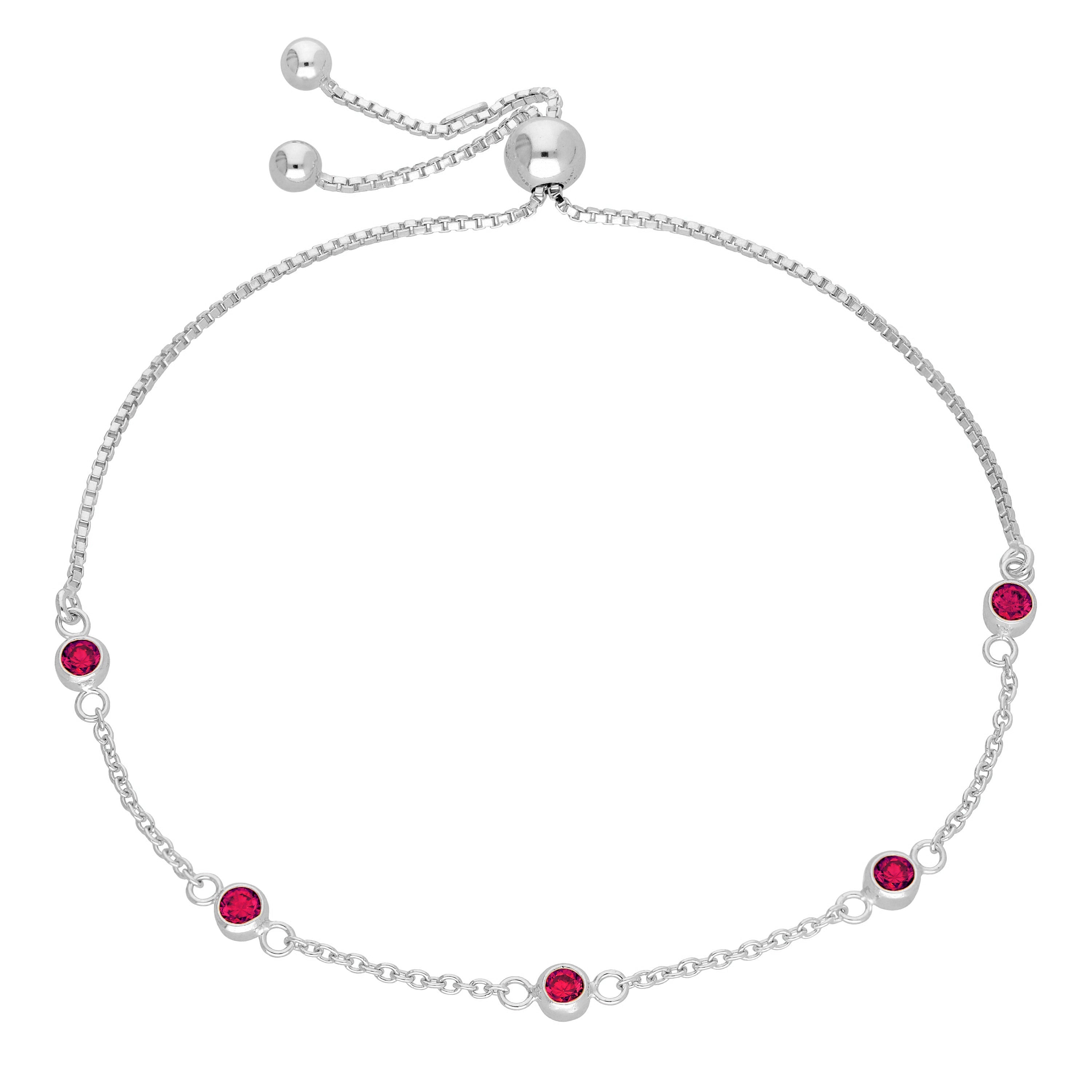 Sterlingsilber Mehr Rubin CZ Verstellbar Armband
