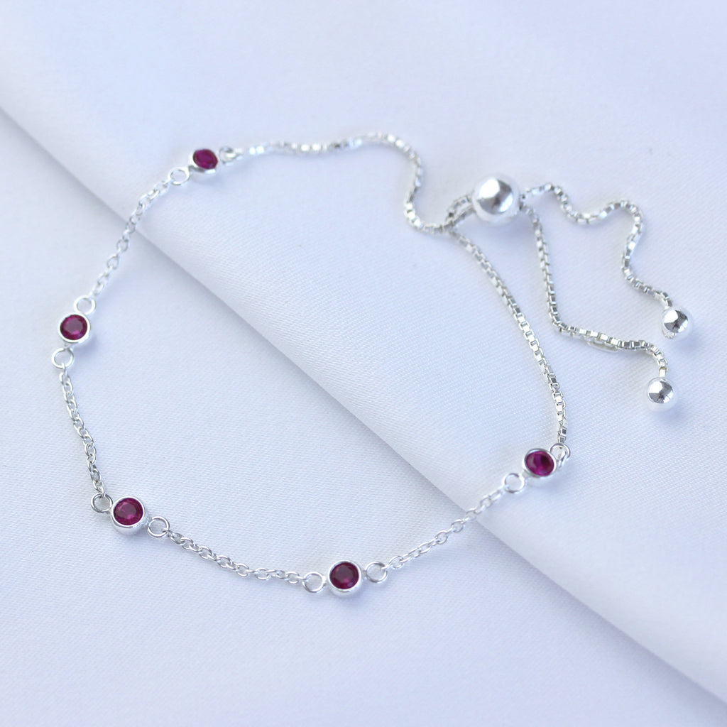 Sterlingsilber Mehr Rubin CZ Verstellbar Armband