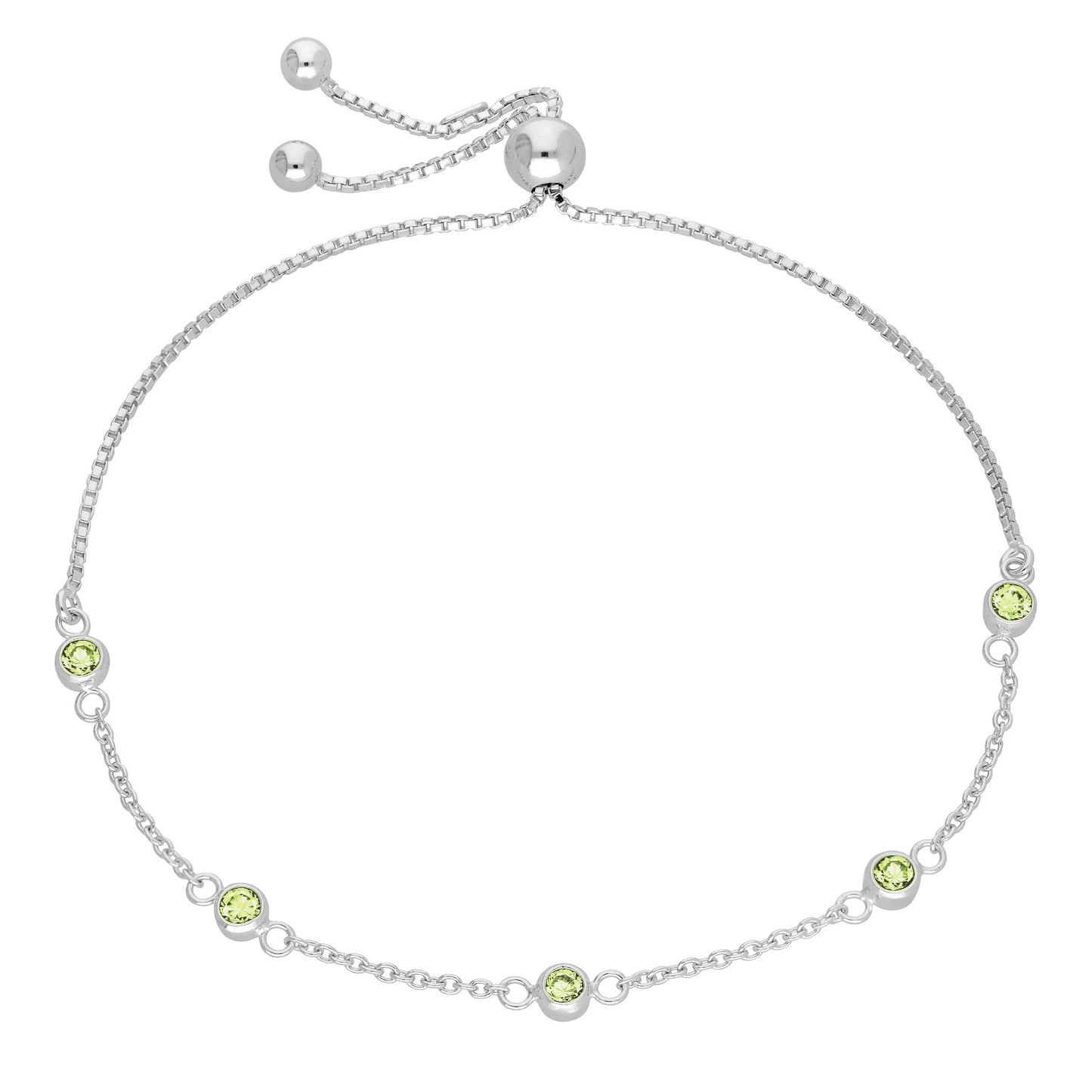 Sterlingsilber Mehr Peridot CZ Verstellbar Armband