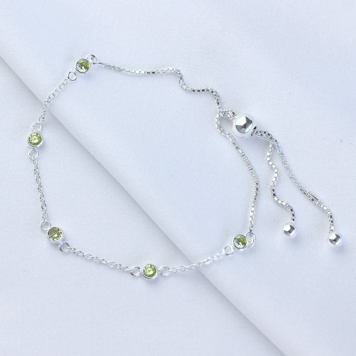 Sterlingsilber Mehr Peridot CZ Verstellbar Armband