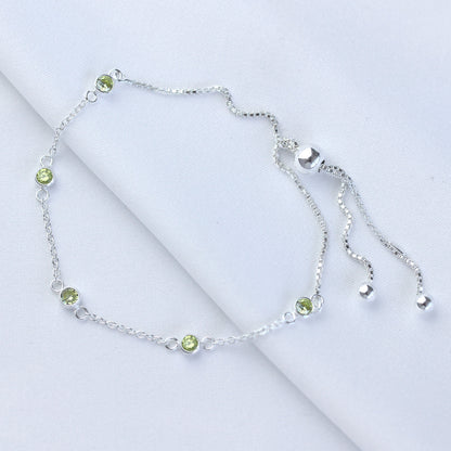 Sterlingsilber Mehr Peridot CZ Verstellbar Armband