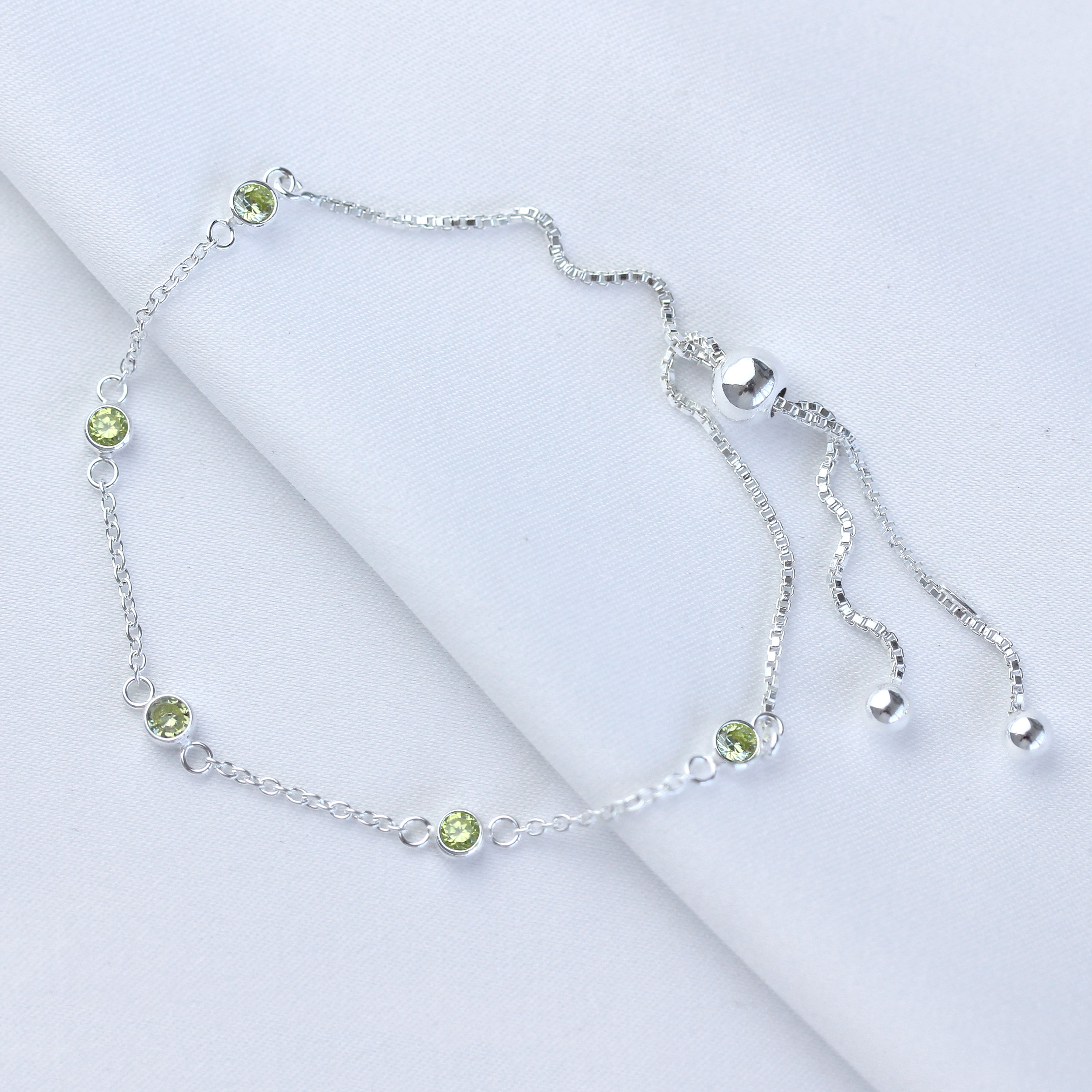 Sterlingsilber Mehr Peridot CZ Verstellbar Armband