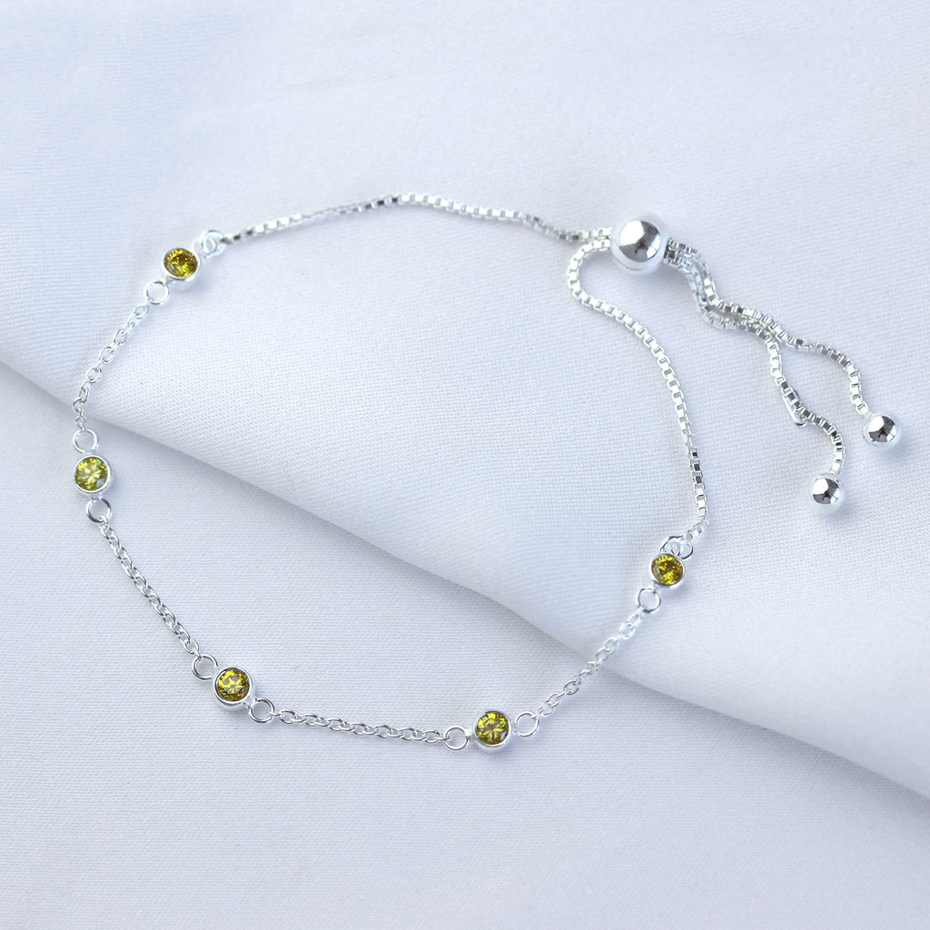 Sterlingsilber Mehr Zitrin CZ Verstellbar Armband