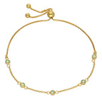 Vergoldet Sterlingsilber Peridot CZ Verstellbar Armband