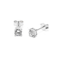 Sterlingsilber CZ April Geburtsstein Krallen Fassung 4 mm Ohrstecker