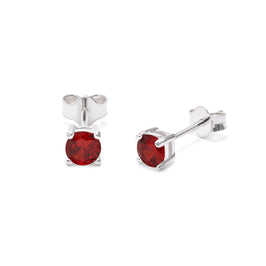 Sterlingsilber Granat CZ Geburtsstein Krallen Fassung 4 mm Ohrstecker