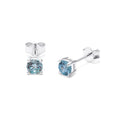 Sterlingsilber Aquamarin CZ Geburtsstein 4 mm Ohrstecker